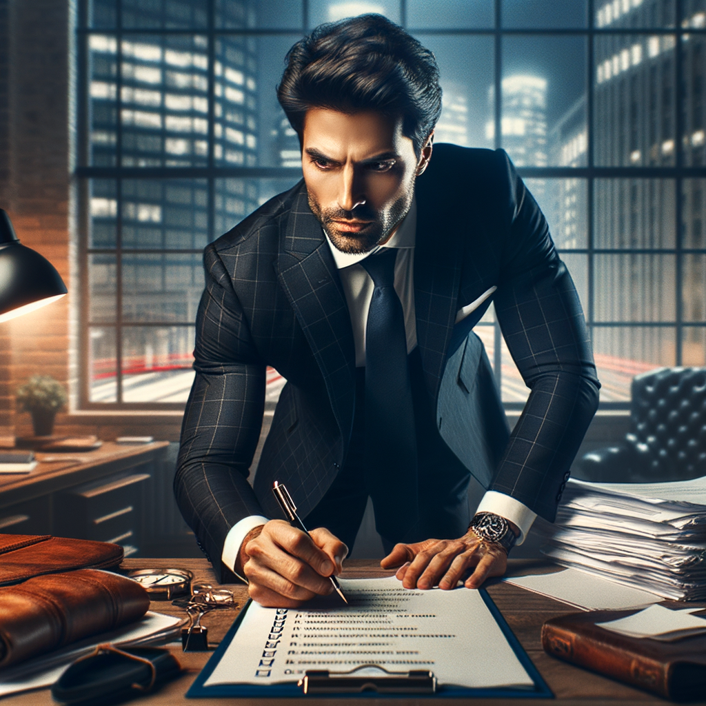 Successful man making a decisive move or ticking off a to-do list.