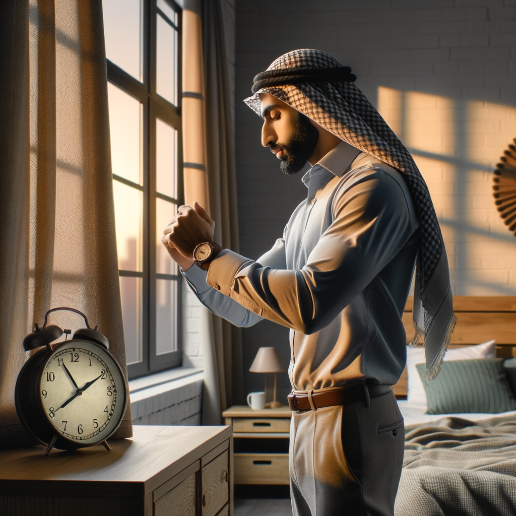A successful man waking up early or sticking to a schedule