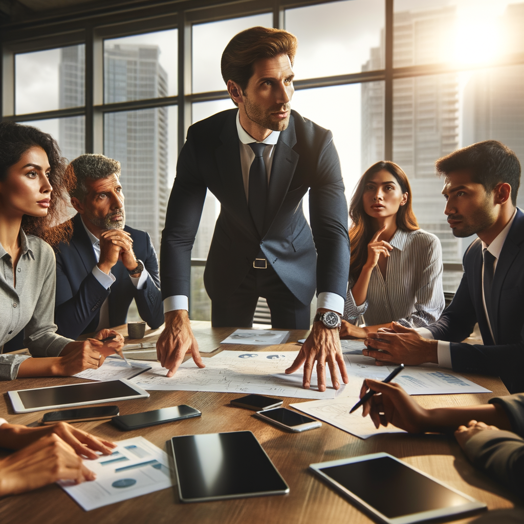 Leader man taking charge in a situation or helping others as a leader