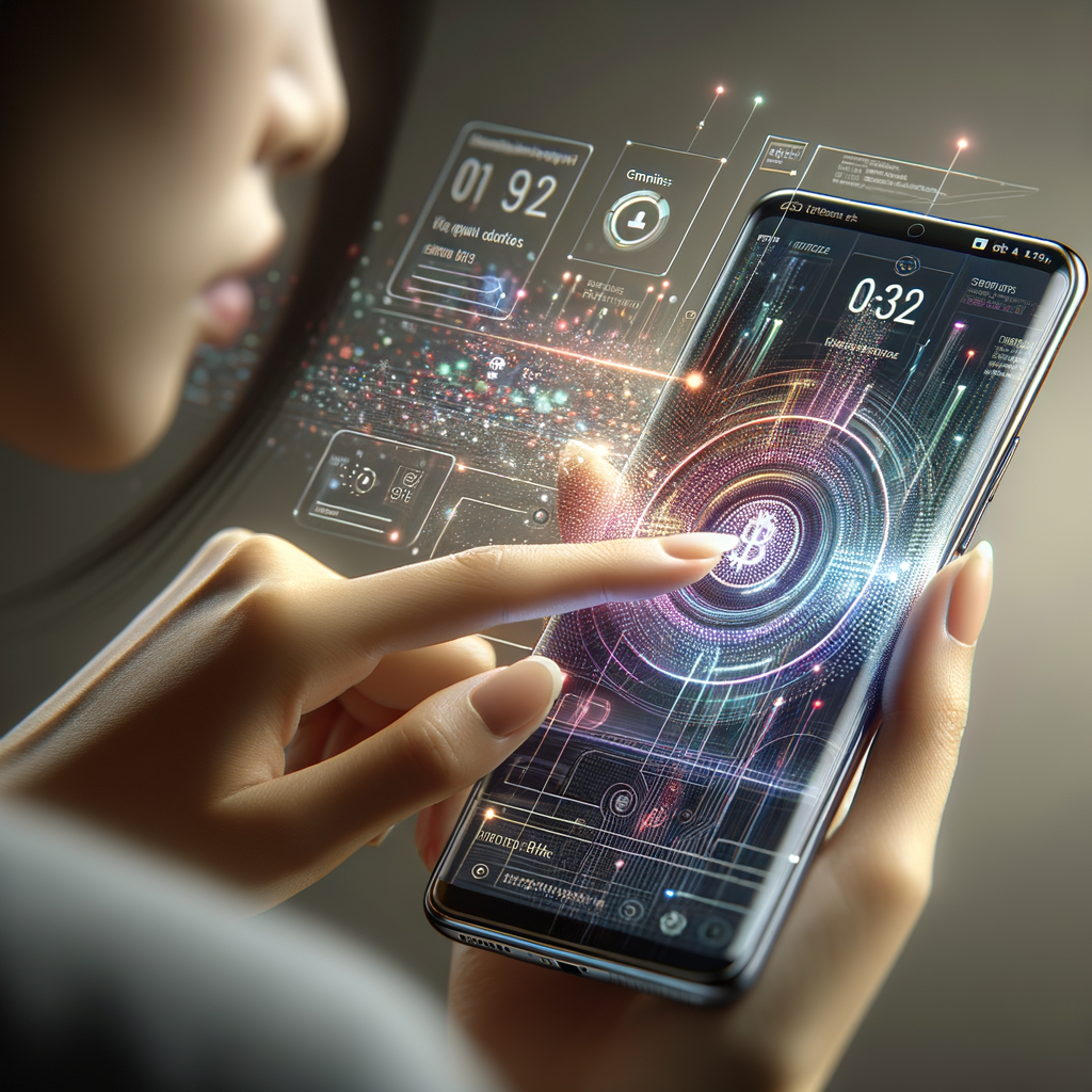 A digital transaction on a smartphone showing bits.