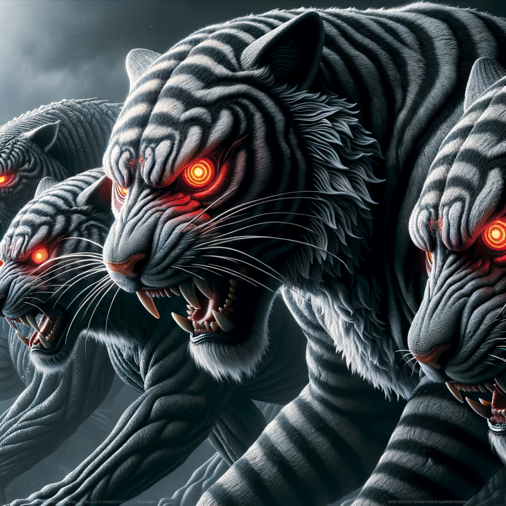 Monster battle with red eye tigers