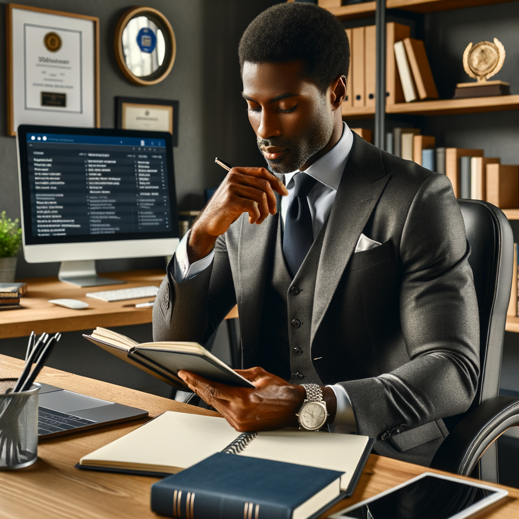 A successful man working on daily routine for success.