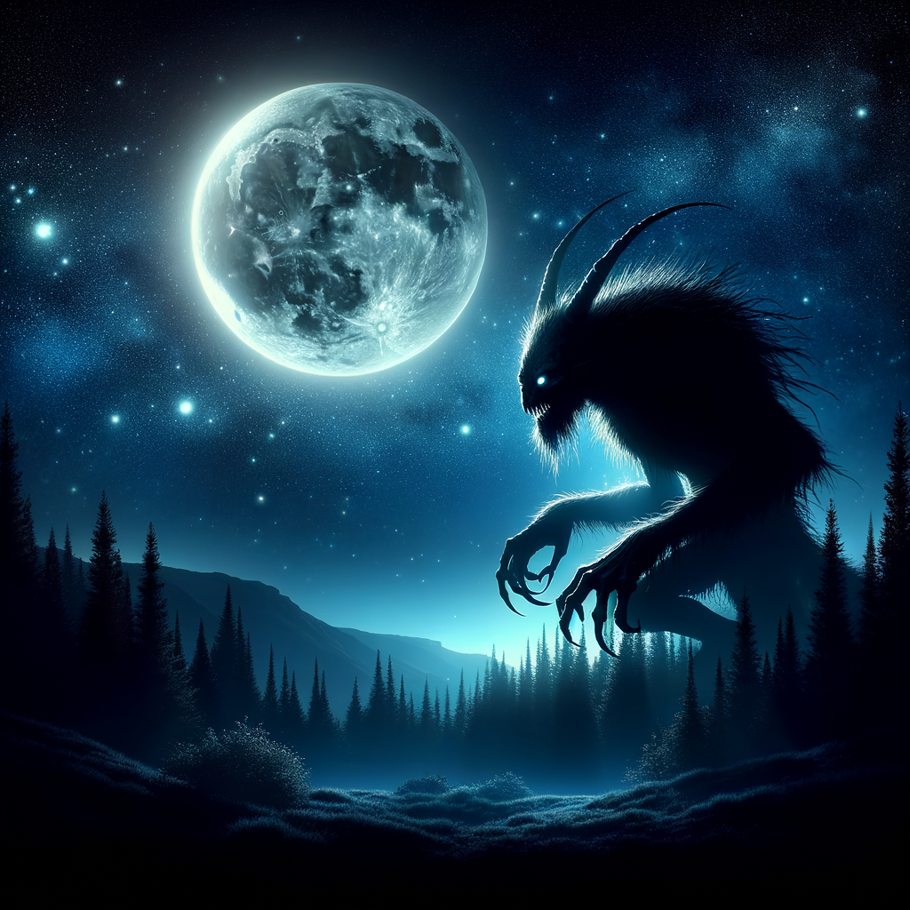 Monster at night down the moon