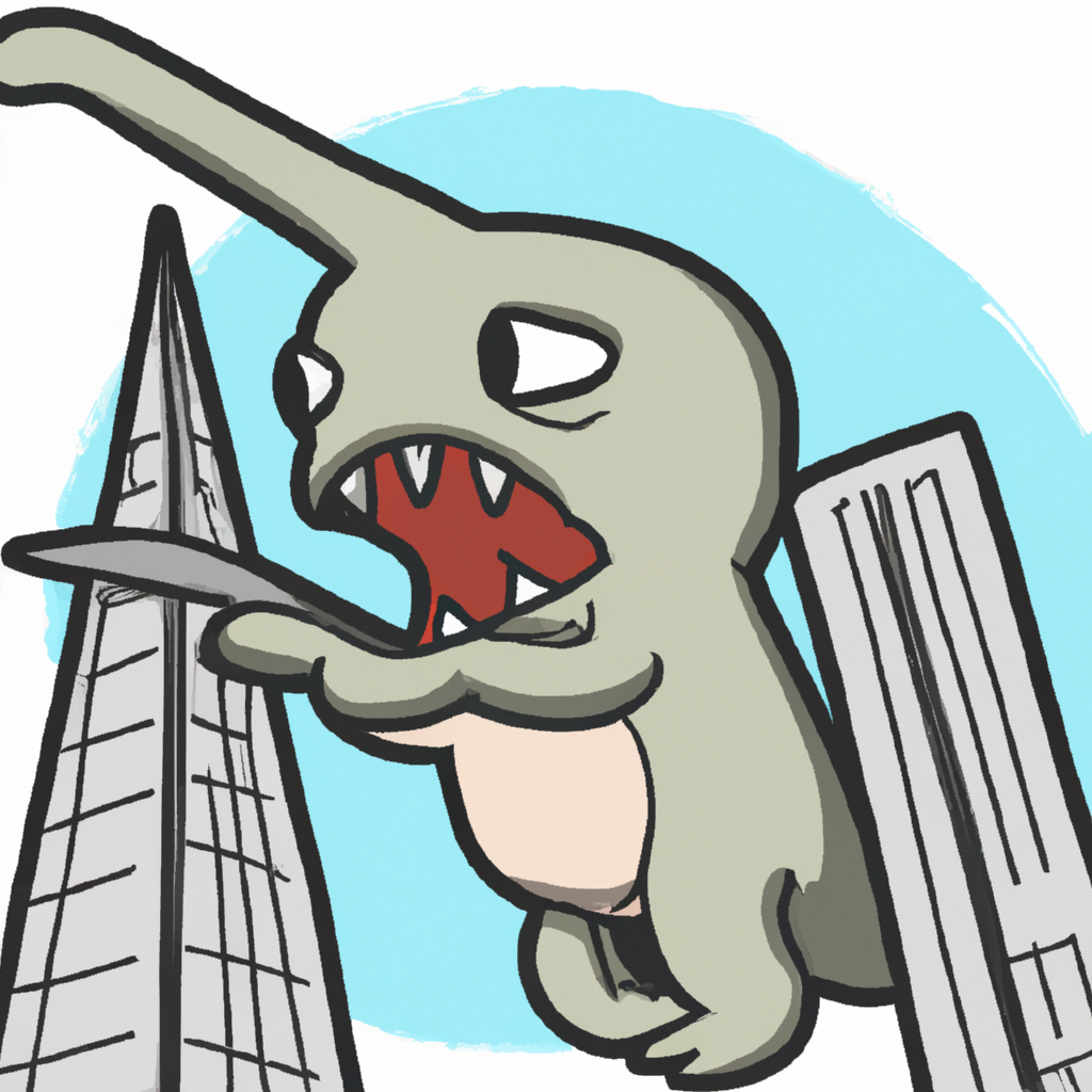 a big monster trying to escape from a highest building