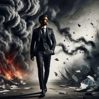 Leader Man confidently walking away from a toxic situation.