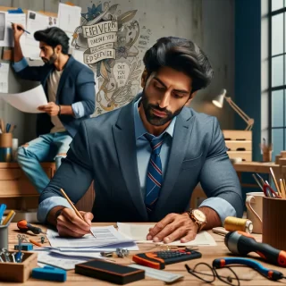 Leader Man fixing something himself or managing tasks solo motivational