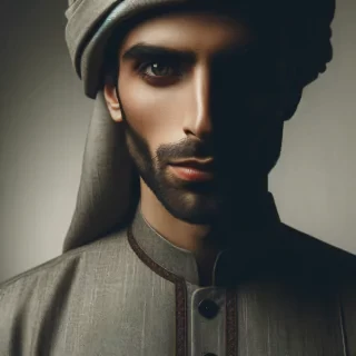 Man with a shadowy or enigmatic look