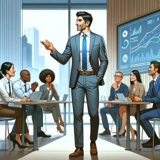 Man taking charge in a situation or helping others as a leader