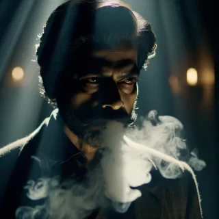 Man with a shadowy or enigmatic look