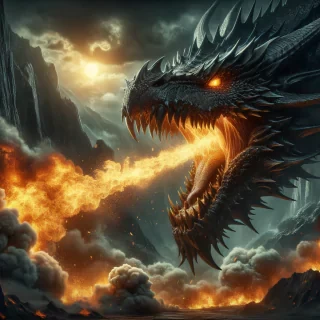 Angry dragon firing from mouth