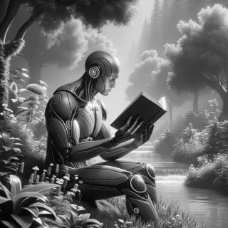 Sigma Man enjoying a peaceful moment in nature or reading a book