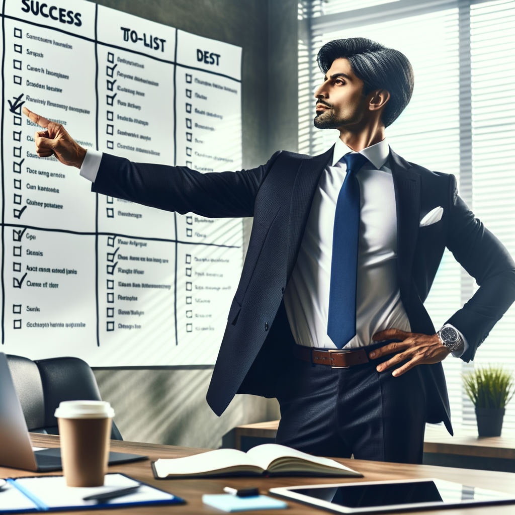 Successful man making a decisive move or ticking off a to-do list.