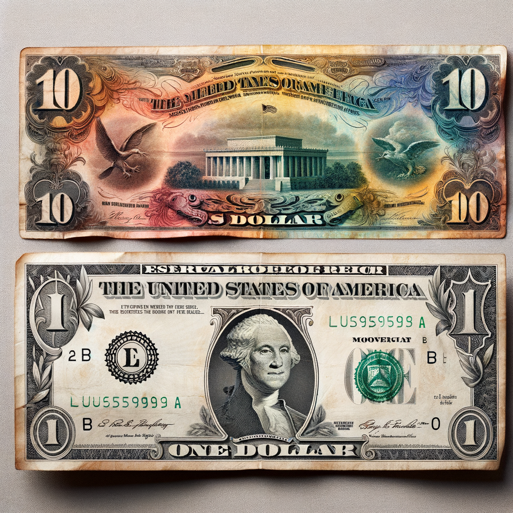 An old U.S. dollar next to a modern one