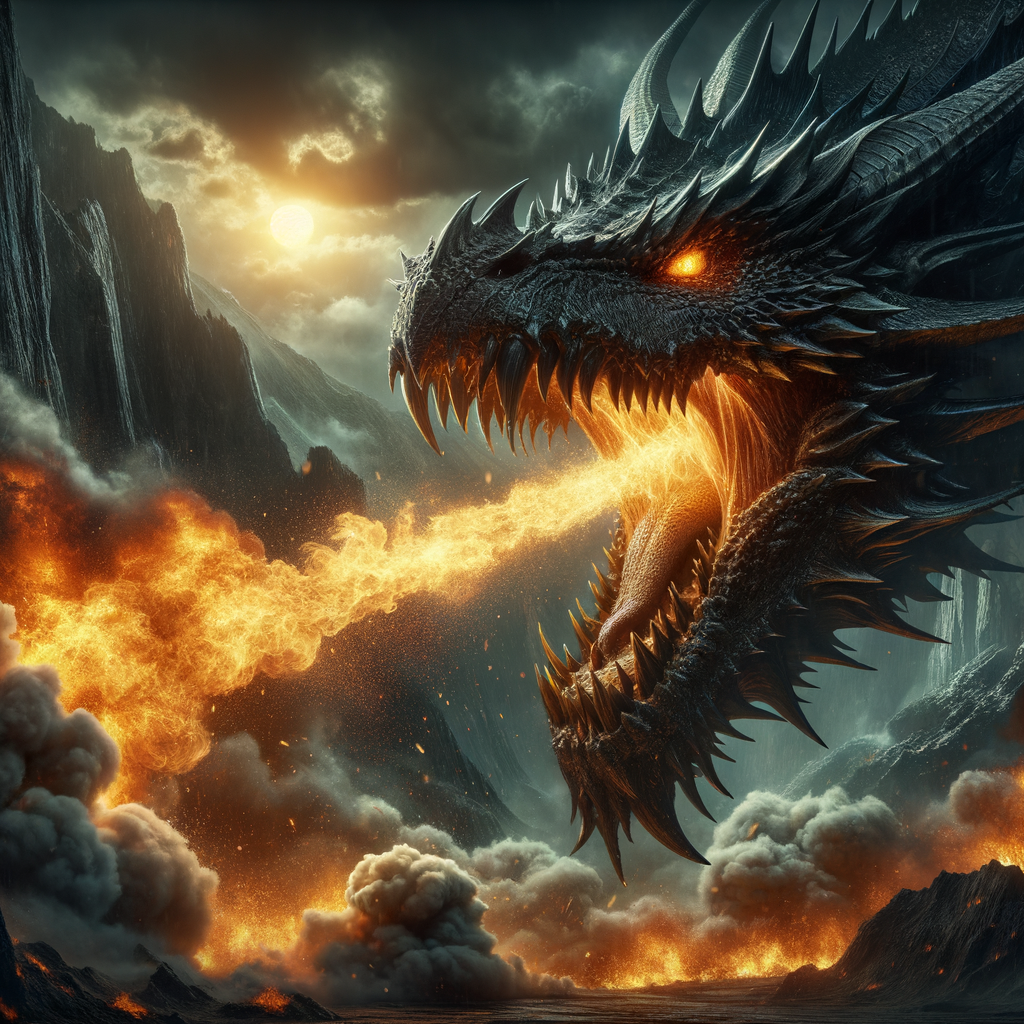 Angry dragon firing from mouth