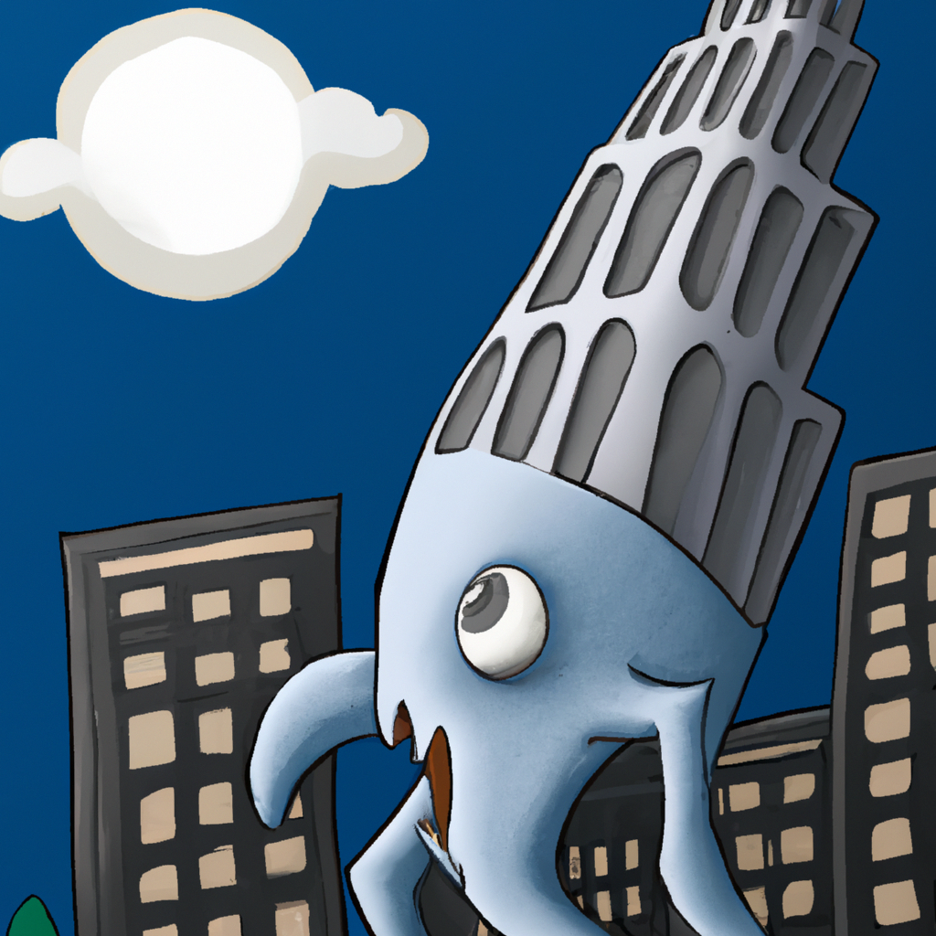 a big monster trying to escape from a highest building